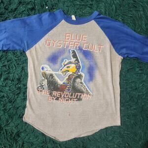 Vintage Blue Öyster Cult 1983-84 Tour Raglan Tee BOC Band Shirt USA Made S